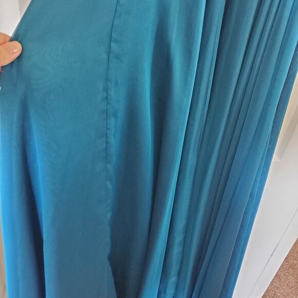 Sherri Hill Aqua Blue Glam Beaded Maxi Prom Formal Ball Gown Dress, Size 2 - Picture 7 of 7